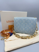 Load image into Gallery viewer, Louis Vuitton Coussin BB Sky Blue Denim with chain and strap
