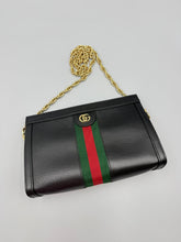 Load image into Gallery viewer, Gucci Medium Black Ophidia Clutch on chain