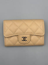 Load image into Gallery viewer, Chanel Caviar Beige flap card wallet