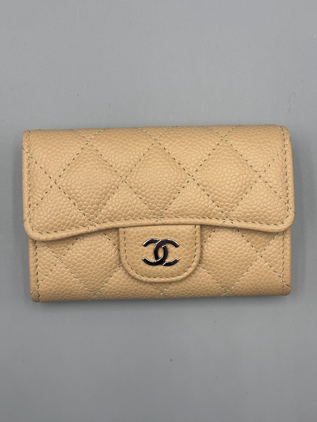 Chanel Caviar Beige flap card wallet