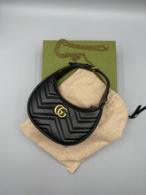 Load image into Gallery viewer, Gucci Black Marmont Half Moon crossbody on chain