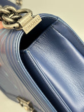 Load image into Gallery viewer, Chanel Old Medium Iridescent chevron blue boy bag