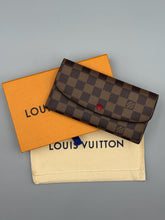 Load image into Gallery viewer, Louis Vuitton Emilie ebene wallet with red