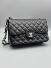 Load image into Gallery viewer, Chanel Double Flap Jumbo caviar with silver hardware