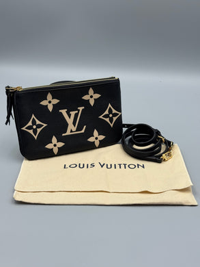 Louis Vuitton double Pochette Black bicolore with strap