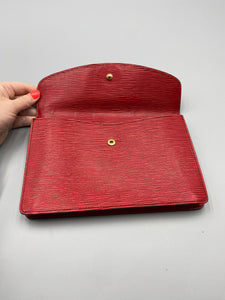 Louis Vuitton red Epi Montaigne pouch (added strap)