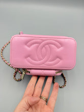 Load image into Gallery viewer, Chanel Small Pink Caviar Business Affinity Top Handle Vanity Case with Chain