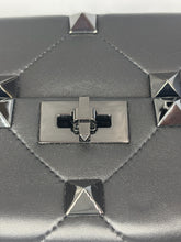 Load image into Gallery viewer, Valentino Nappa Monochrome Medium Roman Stud Shoulder Bag Black on black