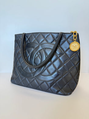 Chanel Caviar Medallion black tote with GHW
