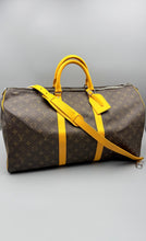 Load image into Gallery viewer, Louis Vuitton Keepall 50 Bandouliere Safran monogram with strap
