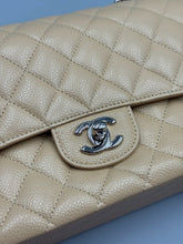 Load image into Gallery viewer, Chanel Beige Medium Double Flap Caviar bag with Silver hardware