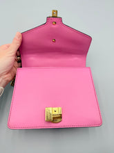 Load image into Gallery viewer, Gucci Mini Pink Sylvie crossbody on chain with ribbon