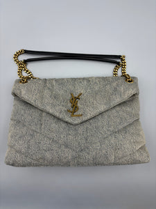 YSL Medium LouLou denim puffer in azur