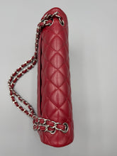Load image into Gallery viewer, Chanel Red Double Flap Jumbo caviar with silver hardware
