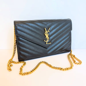 Saint Laurent Cassondre Classic Monogram Medium Chain Wallet