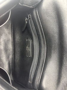 Valentino Nappa Monochrome Medium Roman Stud Shoulder Bag Black on black