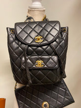 Load image into Gallery viewer, Chanel Vintage Small Black Lambskin double turnlock backpack