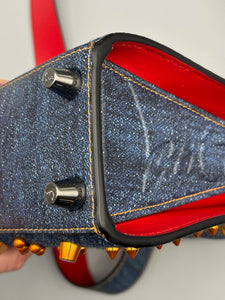 Christian Louboutin Mini Paloma Denim Embellished tote with strap