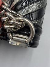 Load image into Gallery viewer, Chanel Small Chevron glitter black patent chain bag