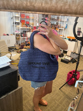 Load image into Gallery viewer, YSL Rive Gauche raffia pink or blue tote