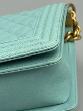 Load image into Gallery viewer, Chanel Tiffany Blue Caviar Medium Boy on chain