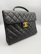 Load image into Gallery viewer, Chanel Vintage Top Handle Caviar Black Briefcase quilted