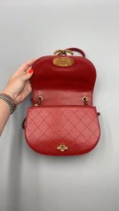 Chanel Red top handle stitched crossbody