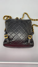 Load image into Gallery viewer, Chanel Vintage Small Black Lambskin double turnlock backpack