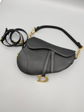 Load image into Gallery viewer, Christian Dior Black Medium Saddle bag with strap