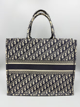 Load image into Gallery viewer, Christian Dior Large Oblique Navy book tote