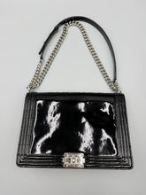 Load image into Gallery viewer, Chanel Black Patent Leather Large Boy bag