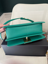 Load image into Gallery viewer, Chanel Teal Chevron old medium bag