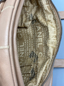 Chanel beige Whipstitch quilted shoulder tote