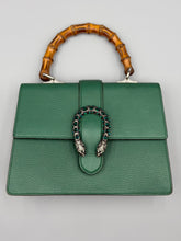 Load image into Gallery viewer, Gucci Green Leather Medium Dionysus Bamboo Top Handle Bag