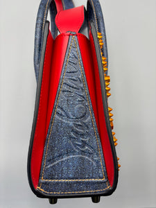 Christian Louboutin Mini Paloma Denim Embellished tote with strap