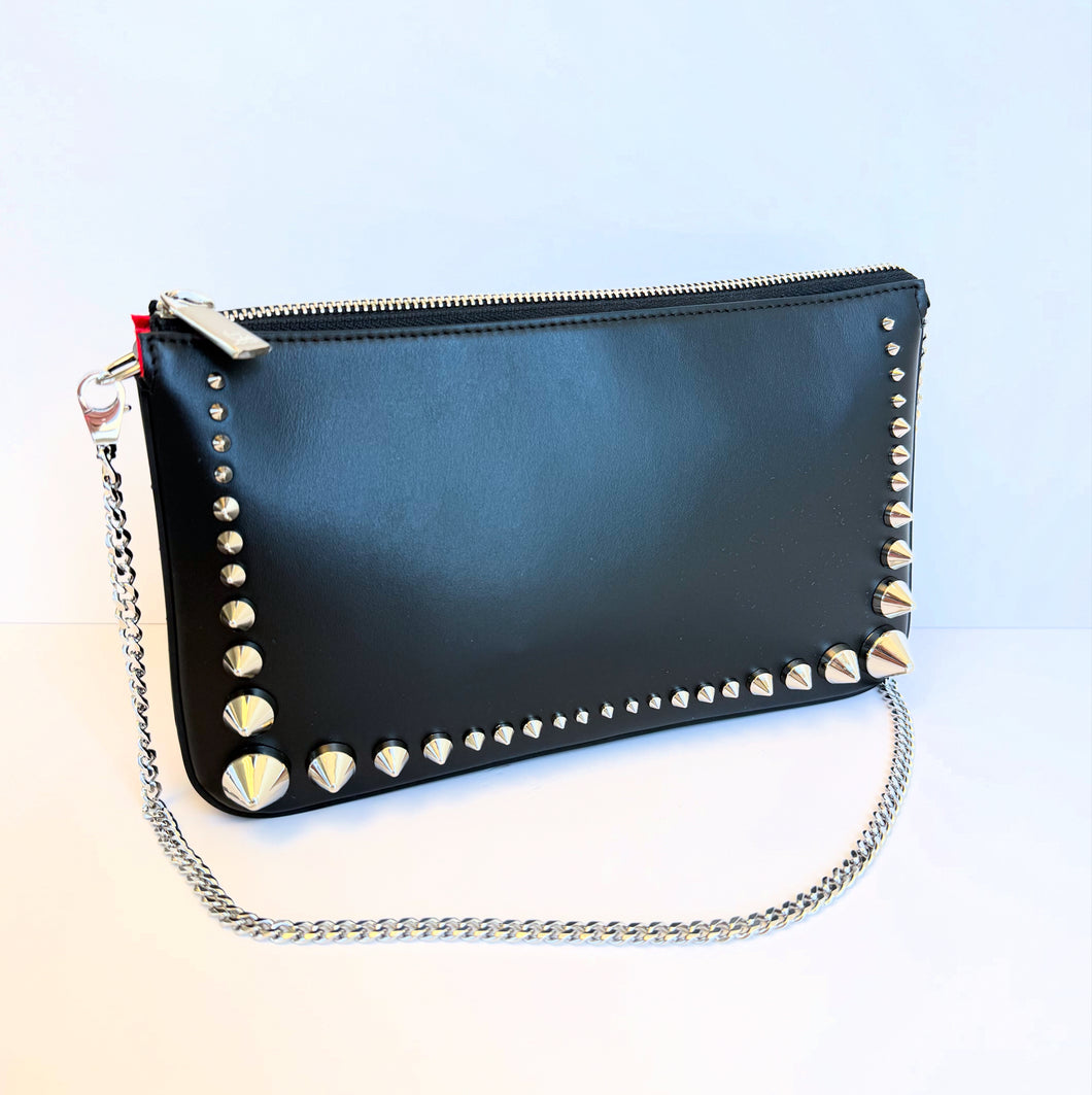 Christian Black loubila studded clutch