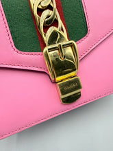 Load image into Gallery viewer, Gucci Mini Pink Sylvie crossbody on chain with ribbon