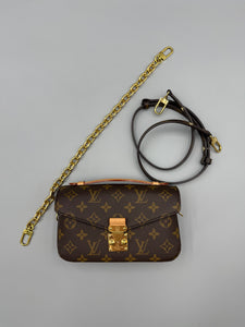 Louis Vuitton East West Pochette metis monogram with strap and chain
