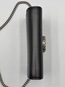 Gucci Black leather Super mini Dionysus crossbody on chain