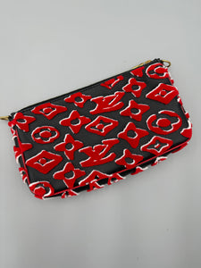 Louis Vuitton x URS Fisher Pochette tufted monogram black and red with strap