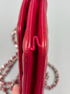 Chanel CC Fuschia Lambskin Wallet on Chain crossbody