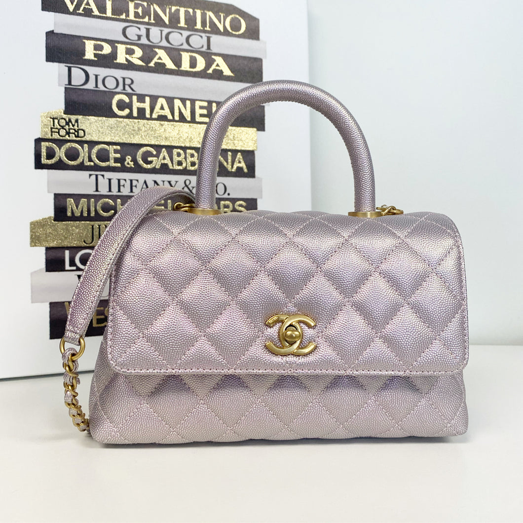 Chanel CoCo top handle Irredescent with strap light pink/lavender