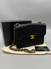 Load image into Gallery viewer, Chanel Vintage Black Spiral Quilted Satin Single Flap with Gold Hardware