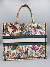 Load image into Gallery viewer, Christian Dior Canvas Embroidered Large KJouy Fantastica Book Tote Multicolor