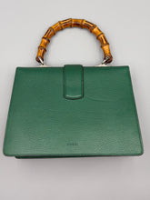 Load image into Gallery viewer, Gucci Green Leather Medium Dionysus Bamboo Top Handle Bag