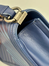 Load image into Gallery viewer, Chanel Old Medium Iridescent chevron blue boy bag