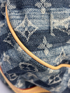 Louis Vuitton cabas denim striped tote with strap