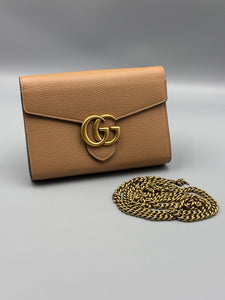 Gucci GG Marmont beige wallet on chain