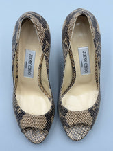 Load image into Gallery viewer, Jimmy Choo snakeskin open toe pumps - 37.5