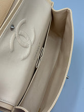 Load image into Gallery viewer, Chanel Beige Medium Double Flap Caviar bag with Silver hardware